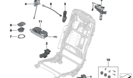 Motor del ajuste longitudinal del asiento derecho OEM 52107454064 para BMW G11, G12 (7 Series). Original BMW.