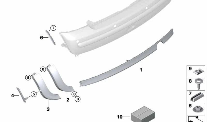 Spoiler trasero central OEM 51126800209 para MINI R50 One y Cooper (2001–2006). Pieza original MINI. Ideal para sustituir el alerón central trasero en vehículos con carrocería R50. Color negro.