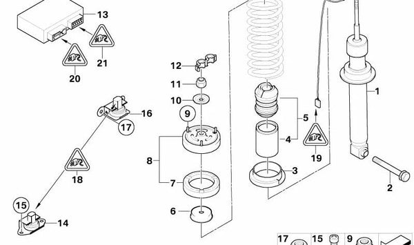 Amortiguador trasero OEM 33526785534 para BMW E65, E66. Original BMW.