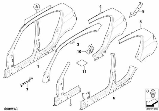Right outer A-pillar for BMW 1 Series E87, E87N (OEM 41217157254). Original BMW.