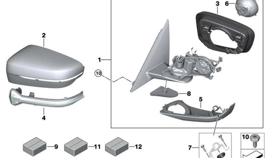 In fondo all'alloggiamento sinistro per BMW 5 F90 Series, G30, G31, G38, Serie 6 G32, Serie 7 G11, G12, Serie 8 F91, G14 (OEM 51167418817). BMW originale