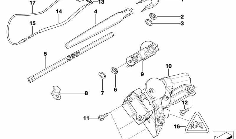 Brazo limpiaparabrisas trasero OEM 61627118206 para BMW E91 316d, 316i, 318d {modelos compatibles: UY51, UY52, US11, UT31, UT32, UT41, UT42, UX11, UX12, UX21}. Original BMW.