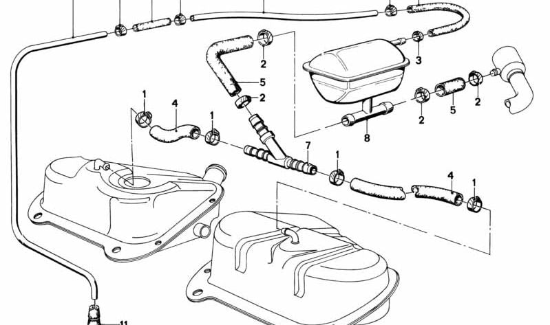 Depósito de expansión OEM 16121117590 para BMW E21. Recambio original BMW.