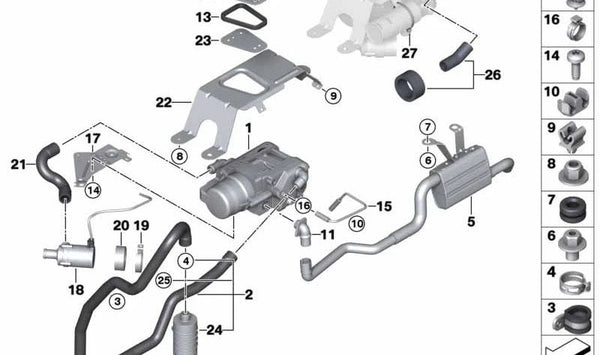 Calentador Estacionario Gasolina para BMW X5 F15, F85 y X6 F16, F86 (OEM 64129343173). Original BMW