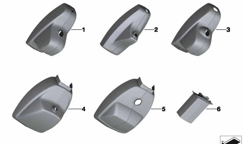 Juego de tapas base retrovisor OEM 51169216739 para BMW X5 E70, E70N y X6 E71, E72. Original BMW.
