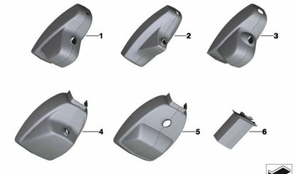 Juego de tapas base retrovisor OEM 51169216739 para BMW X5 E70, E70N y X6 E71, E72. Original BMW.
