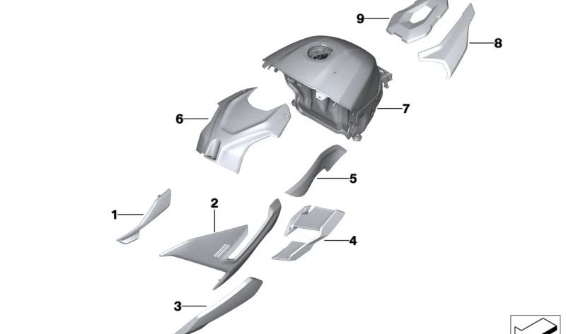 Winglet derecho OEM 46637105002 para BMW Motorrad M 1000 R (K63) desde 10/2022 en color LIGHTWHITE UNI. Original BMW Motorrad.