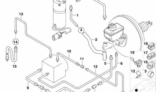 Tubo de freno delantero OEM 34326755096 para BMW E38 725tds, 728i, 730d, 735i. Compatible con versiones con ASC/DSC. Original BMW.