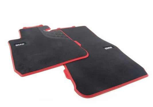 Alfombrillas delanteras textiles Sport Line antracita/rojo OEM 51472339459 para BMW F20, F21, F22, F23, F87 M2… y más. Original BMW.