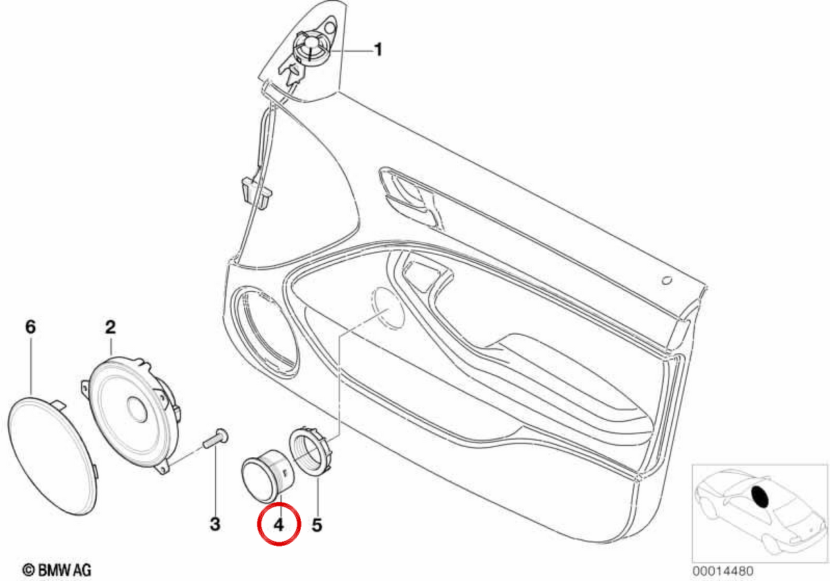 HiFi -Lautsprecher OEM 65106926710 für BMW E46, E53. Original BMW.