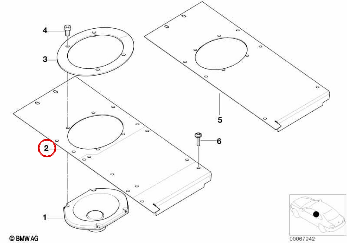 Left fixing plate OEM 65108235277 for BMW E52. Original BMW.