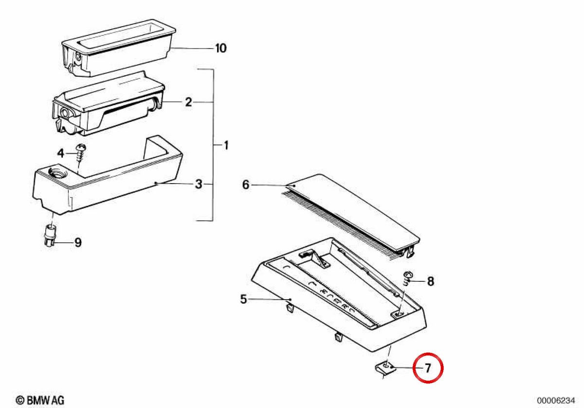 Tuerca de chapa OEM 65111360120 para BMW E21, E12, E28, E23, E38. Original BMW.