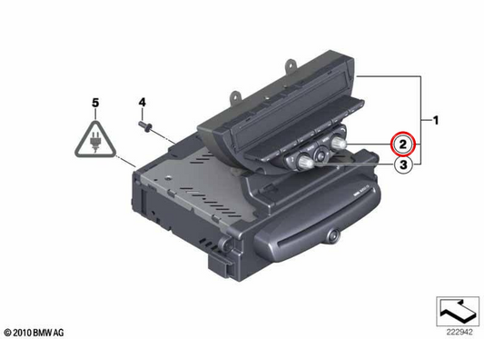 Bouton de menu OEM 65123456864 pour MINI R56, Clubman R55, Cabrio R57, Coupé R58, Roadster R59, Countryman R60, Paceman R61. MINI d'origine.