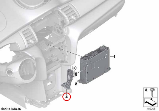Linke Headunit-Befestigung OEM 65125A1EDE3 für MINI F56, F55, F54, F57, F60... und mehr. Originaler MINI.