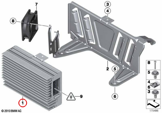 Amplificador sistema Top Hi-Fi OEM 65125A41CD2 para BMW F10, F11, F06, F12, F13, F01, F02. Original BMW.