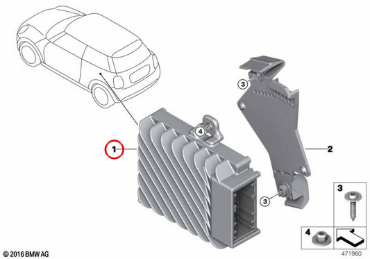 Active Sound Design control unit OEM 65125A4E5E9 for MINI F54 Cooper S, BMW X2 F39... and more. Original BMW and MINI.
