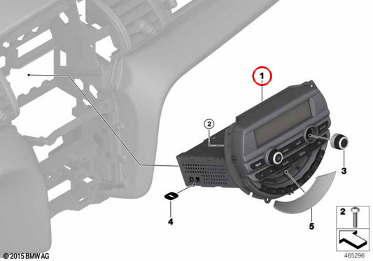 Unidade de rádio OEM 65126841601 para MINI F54 Clubman, F55, F56, F57 Cabrio, F60 Countryman... e mais. Original MINI