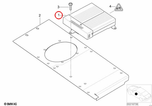 Amplificatore audio OEM 65128375384 per BMW E52. BMW originale.