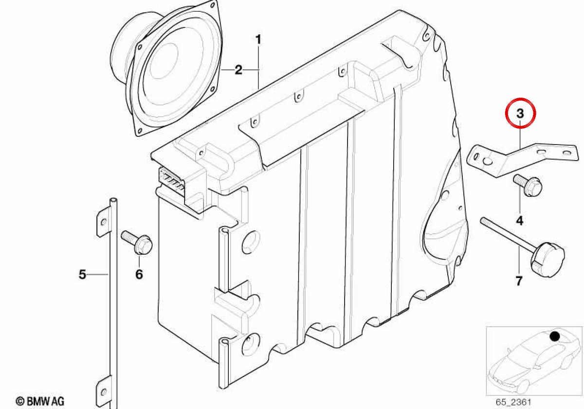Supporto Subwoofer Box OEM 65128379379 per BMW E39. BMW originale.