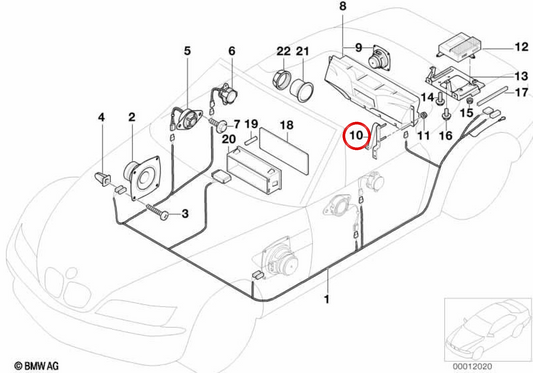 Subwoofer Box Support OEM 65128398541 pour BMW E36. BMW d'origine.