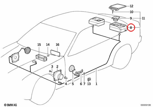 Soporte derecho OEM 65131393468 para BMW E36. Original BMW.