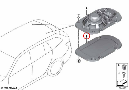 Soporte altavoz Top-HiFi izquierdo OEM 65132622487 para BMW G21, G80, G81. Original BMW.