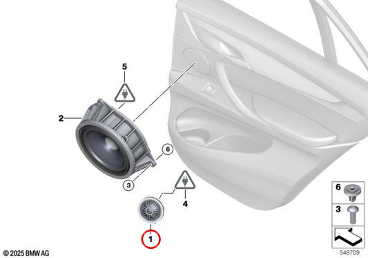 Altavoz agudo OEM 65136819331 para BMW F16, F86. Original BMW.