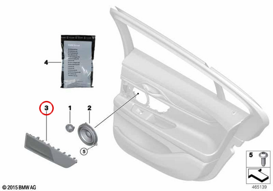 Haut-parleur du métal gauche OEM 65136820767 pour BMW G11, G12. BMW d'origine.