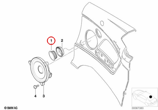 Altoparlante stereo acuto OEM 65136953964 per BMW E46 (tutti i modelli). BMW originale.