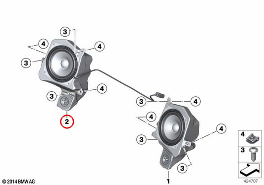Linker Lautsprecher OEM 65137682071 für BMW R 1200 RT, R 900 RT Motorräder. Original BMW Motorrad.