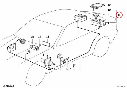 Izquierdo OEM Hecklautsprecher 65138359455 für BMW E36 (316i, 318i, 318is, 318tds, 320i, 323i, 325i, 325td, 325tds, 328i, M3). Original BMW.