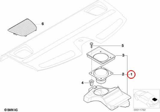 Izquierdo OEM Hecklautsprecher 65138369067 für BMW E39. Original BMW.