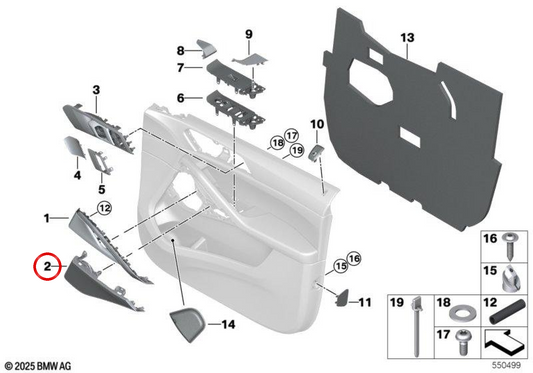 Grid di altoparlanti a destra OEM 65139108292 per BMW G06, F96. BMW originale.