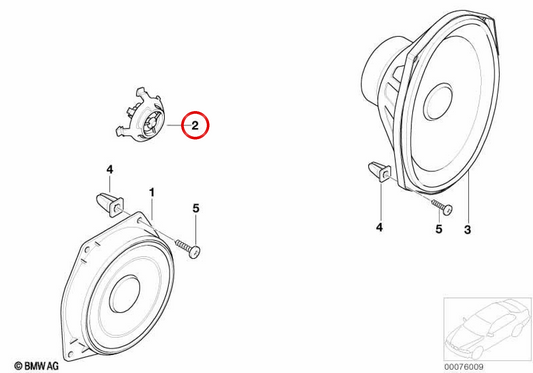 Tweeter anteriore OEM 65139143242 per MINI R50, R53, Cabrio R52. MINI originale.