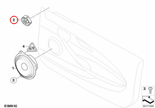 Alto-falante agudo HiFi OEM 65139145383 para BMW E63, E64. BMW genuíno.