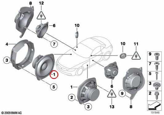 Subwoofer OEM 65139181819 para BMW E89. BMW genuíno.