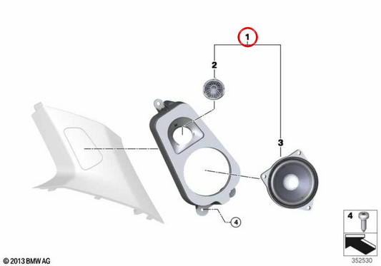 Prise en charge du conférencier pour Pilar D OEM 65139280455 pour BMW F16, F86. BMW d'origine.