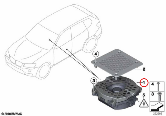 Subwoofer Central OEM 65139287756 per BMW F25, F15. BMW originale.