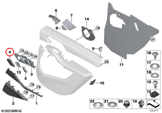 Evelolecedora ha lasciato Sheep OEM 6513939393621 per BMW G05, F95, G06, F96, G07. BMW originale.