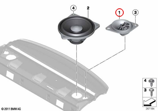 Akutlautsprecher für das HiFi -Soundsystem 65139475237 für BMW G22, G82, F92, F93, G15, G16. Original BMW.