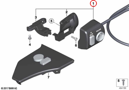Vorderes Radio-Bedienelement OEM 65142305999 für BMW Motorräder K 1200 LT, K 1200 RS, R 1200 CL, R 1150 RT, R 1150 RS, R 850 RT. Original BMW Motorrad.