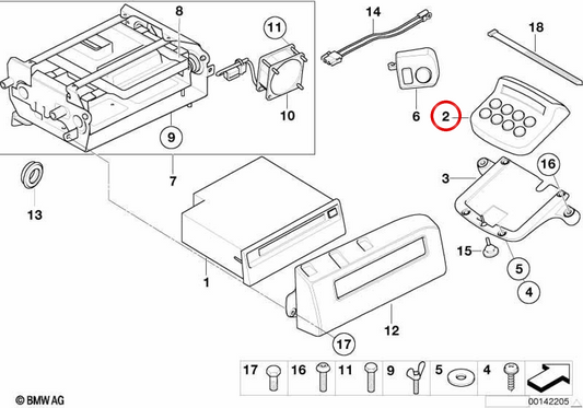 Module de commande radio CD OEM 65147663607 pour motos BMW R 1200 CL (K30, 2002-2004). Original BMW Motorrad.
