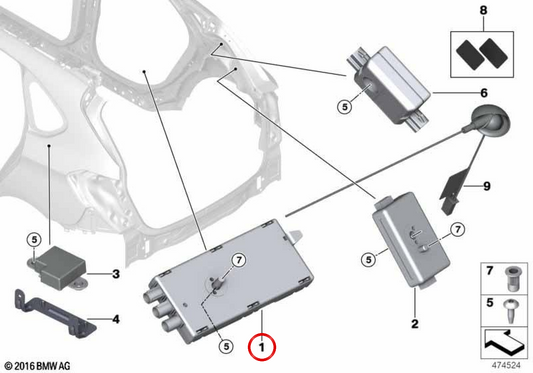 Amplificateur d'antenne AM / FM 65202622361 pour BMW F39. BMW d'origine.