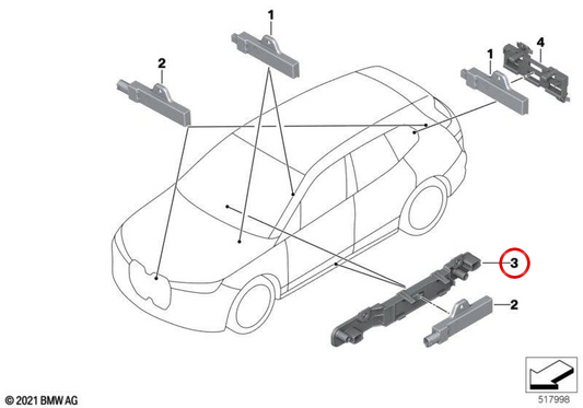 Suporte de base de antena de acesso confortável OEM 65205A0B809 para BMW G20, G21, G22, G23, G26, G42, G80, G81, G82, G83. BMW genuíno.