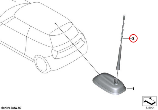 OEM -Antennenstange 65205A36277 für Mini F56, F65, F66. Original Mini.