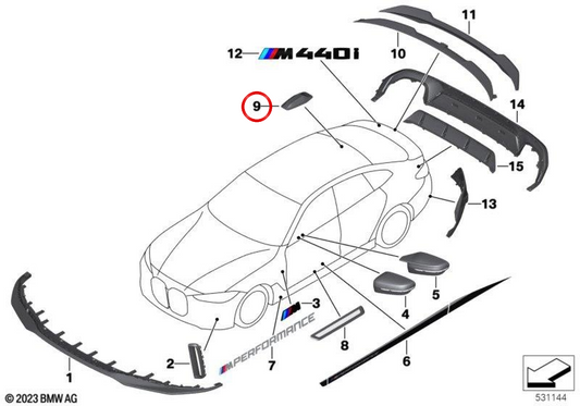 Cache d'antenne haute performance OEM 65205A59AB7 pour BMW X3 G45, X1 U11, i4 G26... et plus encore. Véritable BMW.
