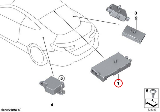 OEM antenna amplifier 65205A67746 for BMW F92, G15. Original BMW.