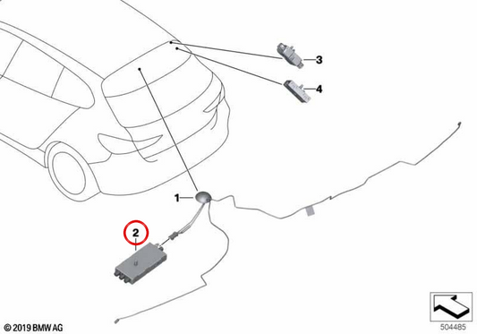 OEM -Antennenverstärker 65206838608 für BMW F40, F44. Original BMW.