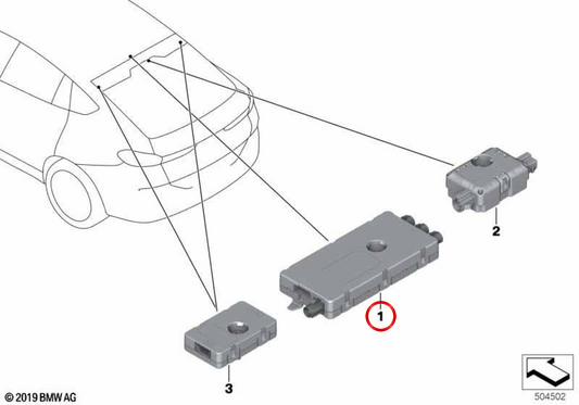 OEM -Antennenverstärker 65206840276 für BMW G06, F96. Original BMW.