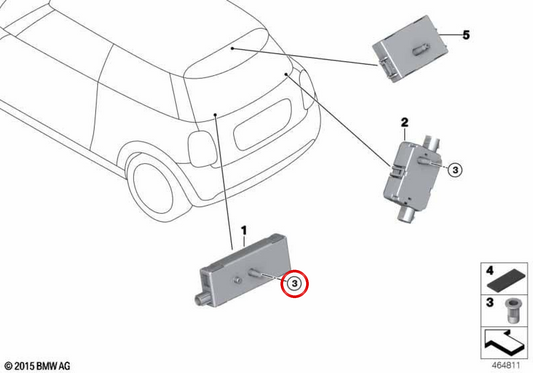 Porca rebite de cabeça chata OEM 65207320126 para BMW F45, F46, F48, F49, F39 e MINI F55, F56, F57, F54, F60. BMW e MINI originais.